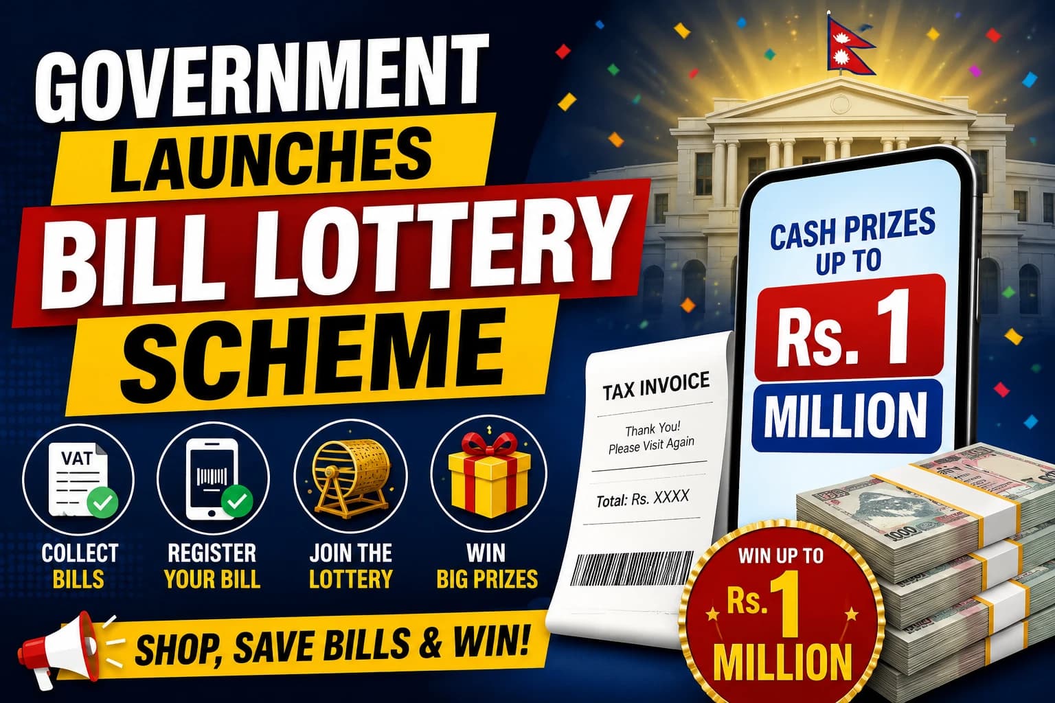 Nepal Government Launches Bill Lottery Scheme with Cash Prizes of Up to Rs 1 Million